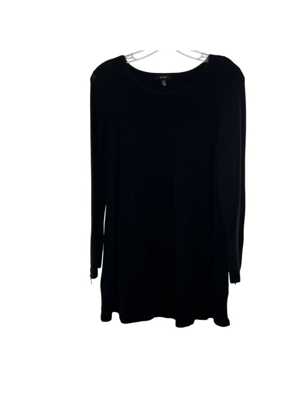 Alfani Women's Tunic Sweater Zip Cuff Black Size Medium